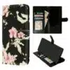 Iphone-14 Pro-Bookcase- Bloemen Zwart-1-Cityhoesje.nl