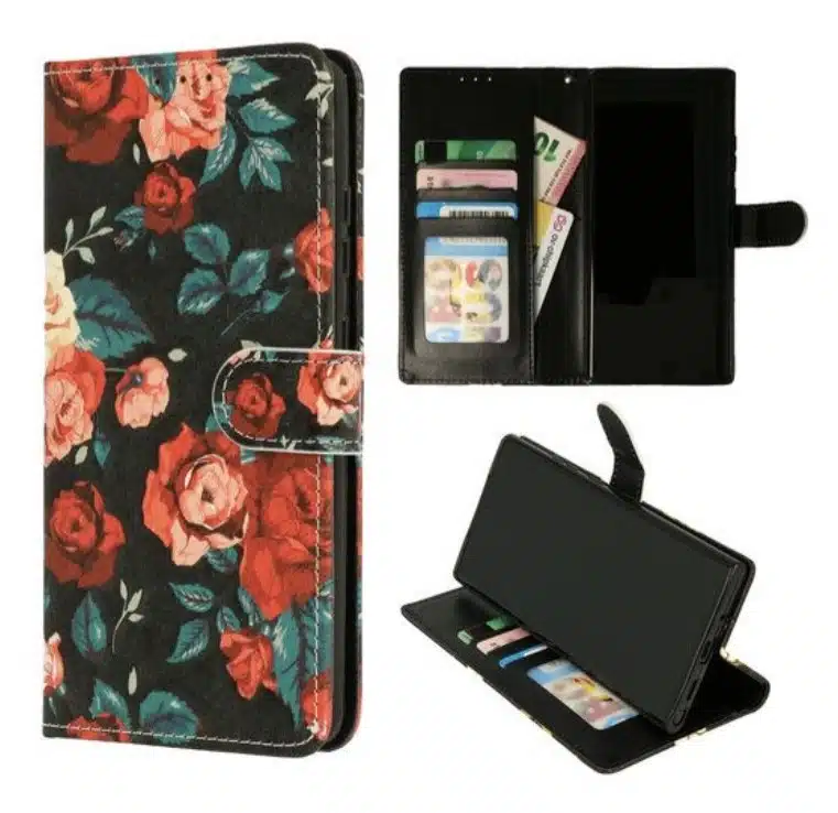 Iphone-14 Pro-Bookcase- Print-Bloemen Vintage-1-Cityhoesje.nl