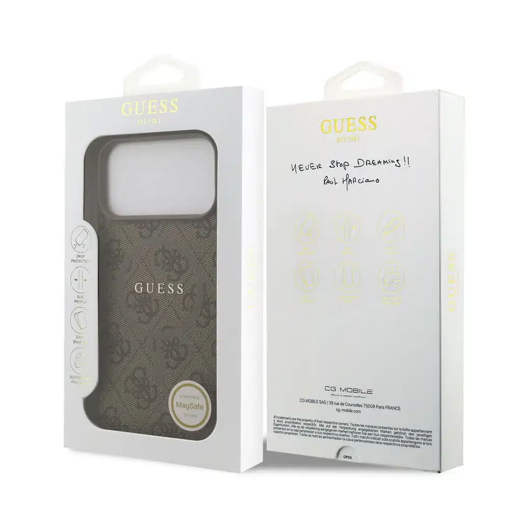 Guess-iPhone17 Pro Max-18 Pro Max Backcover-MagSafe PU Leather-4G Classic Logo-Bruin - Afbeelding 8