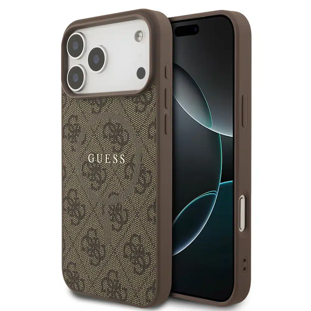 Guess-iPhone17 Pro Max-18 Pro Max Backcover-MagSafe PU Leather-4G Classic Logo-Bruin - Afbeelding 1
