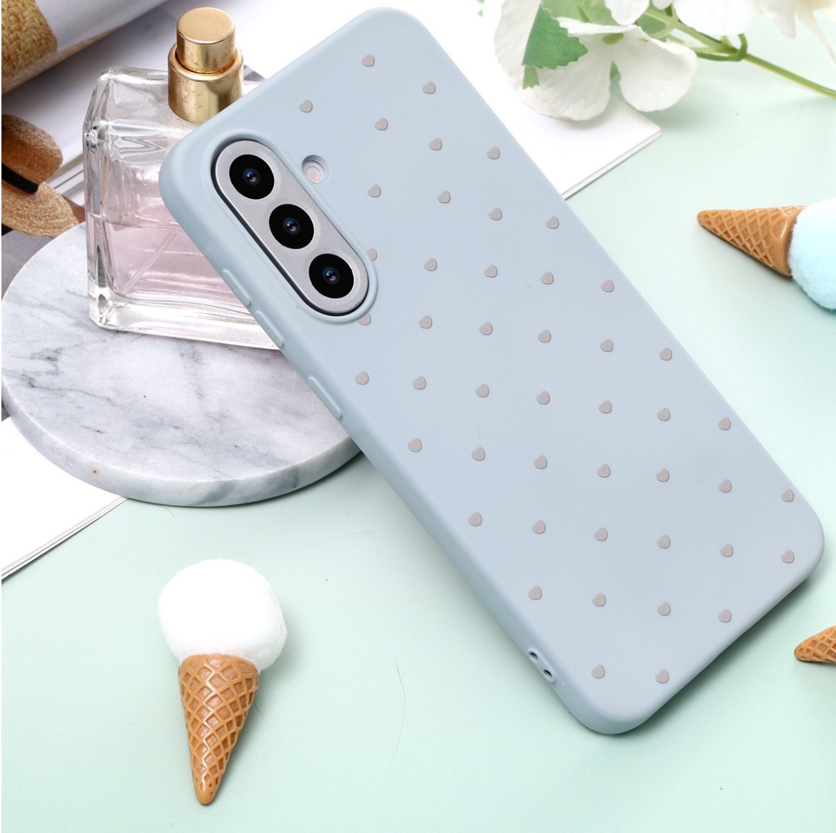 Cityhoesje  - Samsung S25 FE - Hart Patroon High Quality Silicone Case - Lightblauw - Afbeelding 3