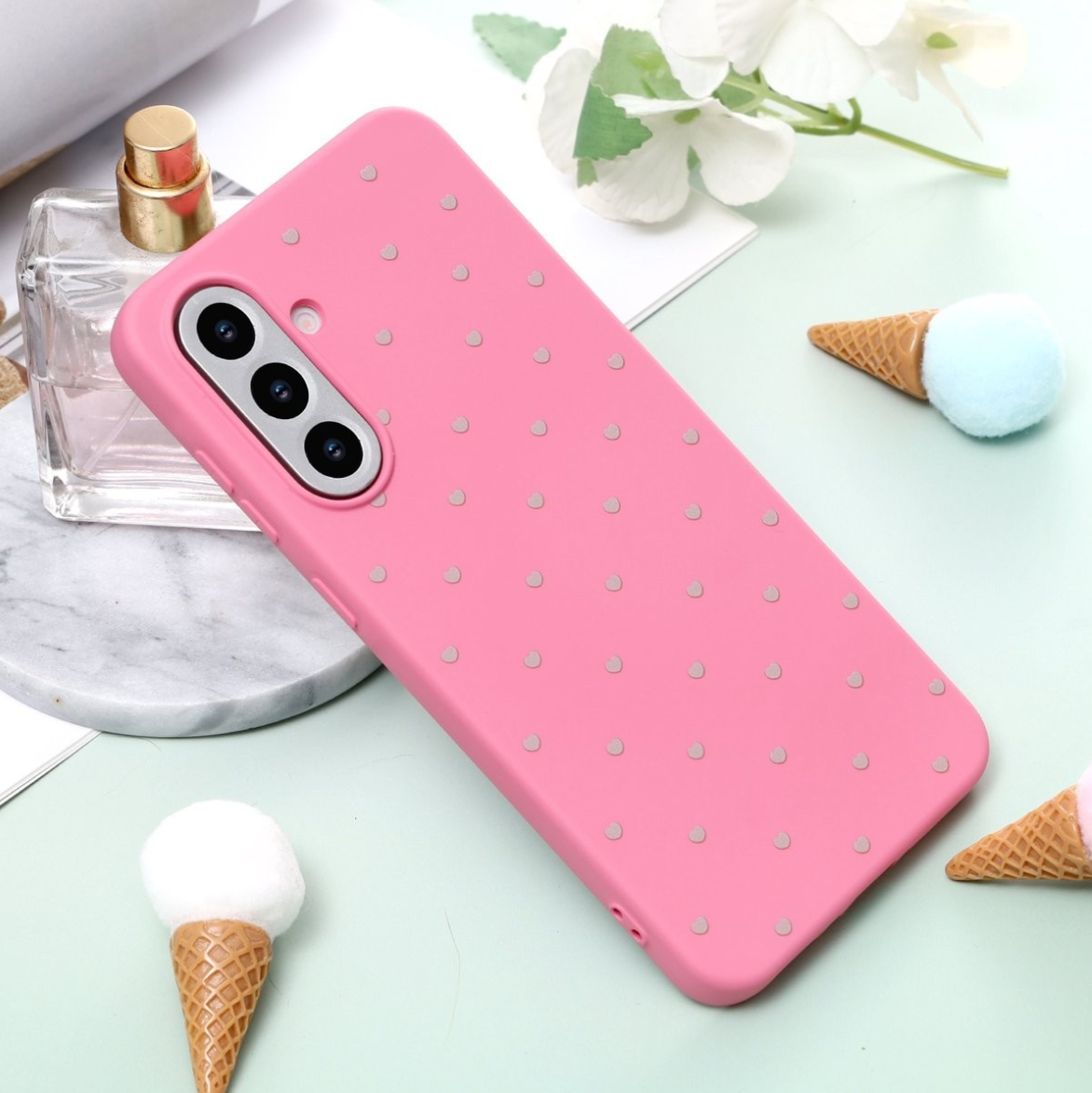 Cityhoesje  - Samsung S25 FE - Hart Patroon High Quality Silicone Case - Fuchsia - Afbeelding 3