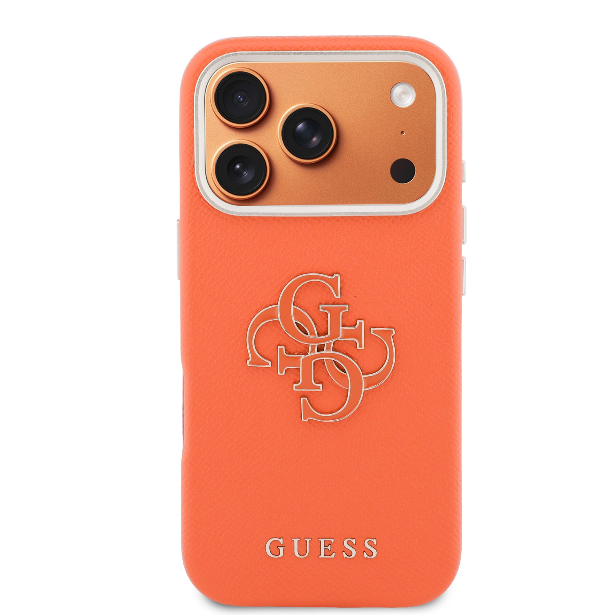 Guess-iPhone 17 Pro-18 Pro-Backcover-Saffiano Leather-4G Resin Logo-Oranje - Afbeelding 3