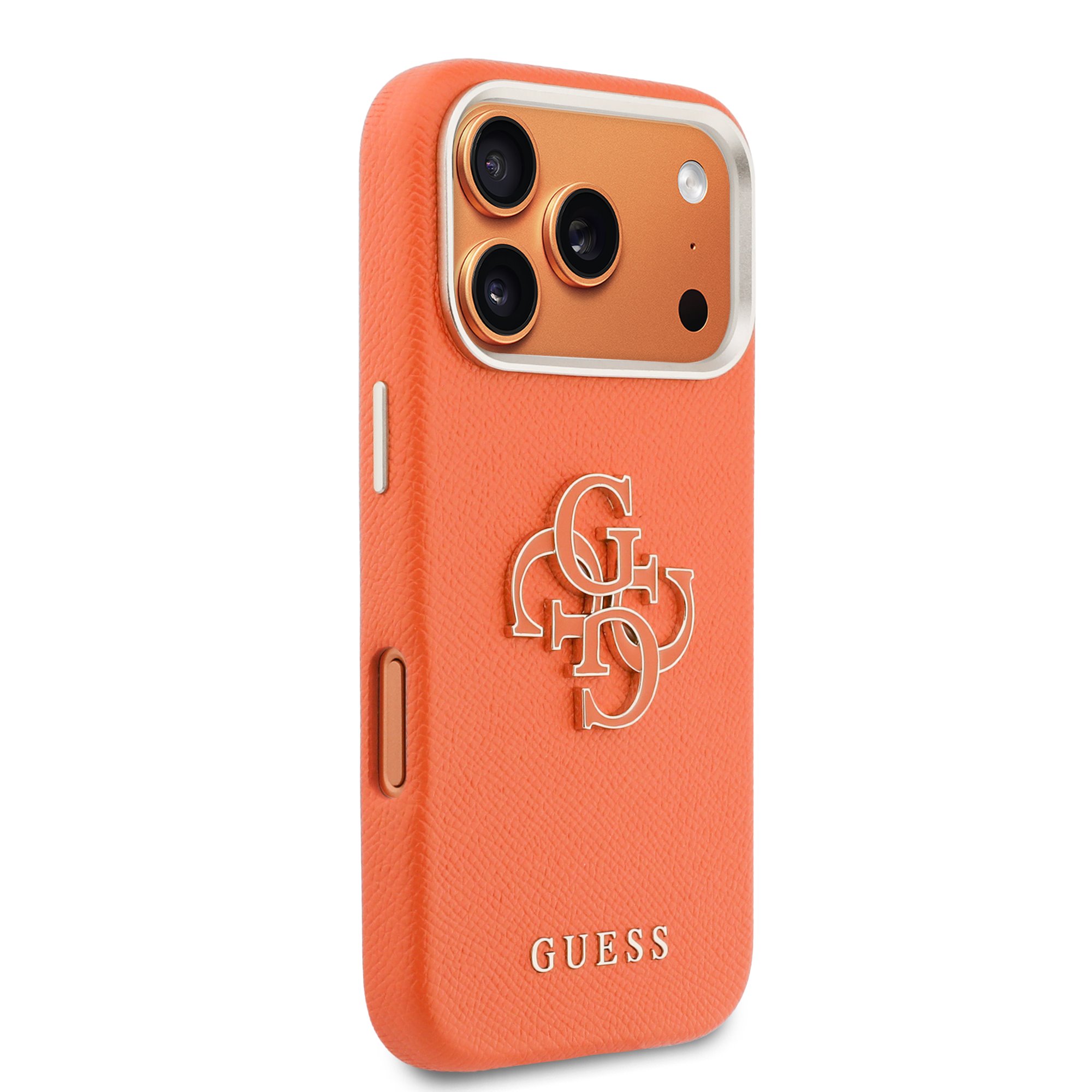 Guess-iPhone 17 Pro-18 Pro-Backcover-Saffiano Leather-4G Resin Logo-Oranje - Afbeelding 4