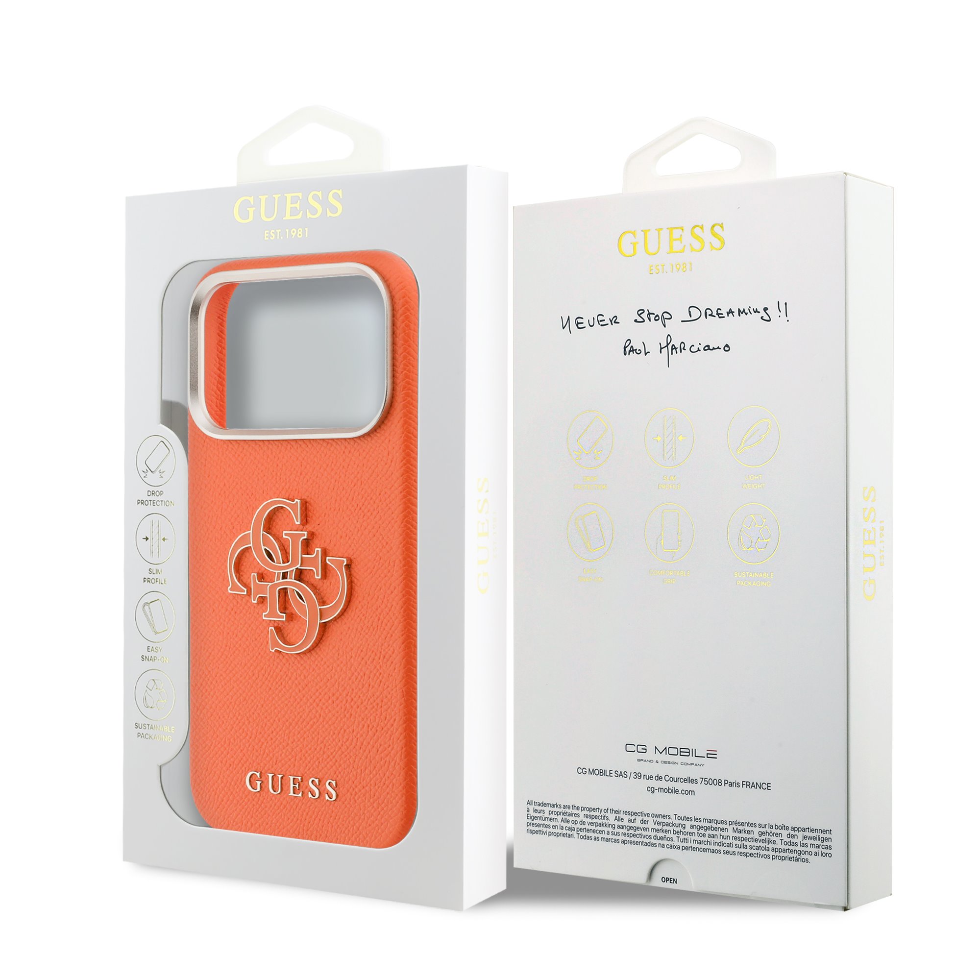 Guess-iPhone 17 Pro-18 Pro-Backcover-Saffiano Leather-4G Resin Logo-Oranje - Afbeelding 7