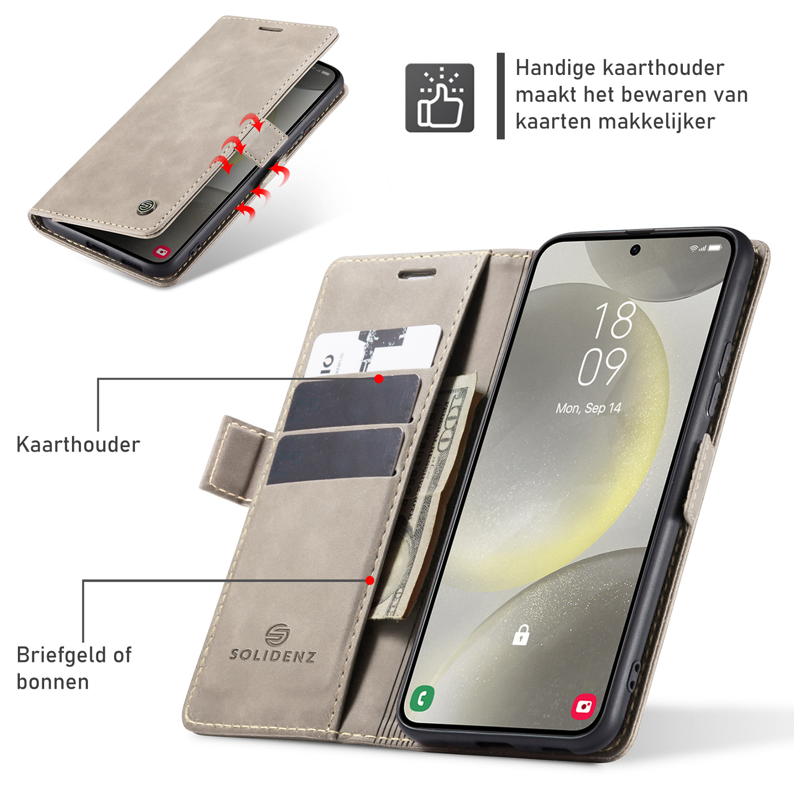 Solidenz Urban Book Samsung Galaxy A57 hoesje – Beige - Afbeelding 6