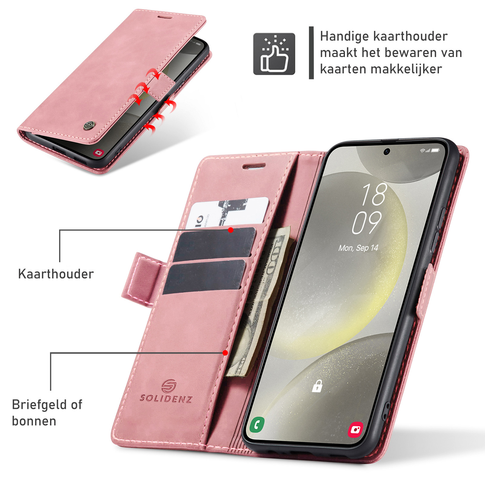 Solidenz Urban Book Samsung Galaxy A57 hoesje – Roze - Afbeelding 6
