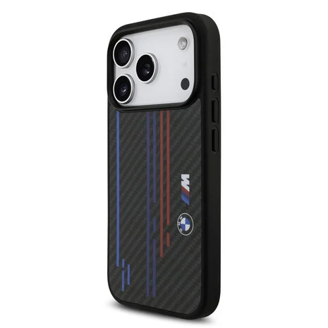 BMW-Backcover-iPhone 17 Pro-18 Pro-MagSafe-Kevlar Printed Tricolor Metal Logo-Zwart - Afbeelding 4