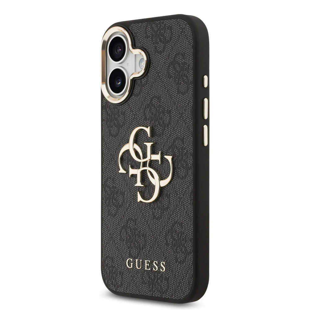 Guess - Backcover - iPhone 17 - 4G - Big Metal Logo - Gold Edge - Zwart - Afbeelding 2
