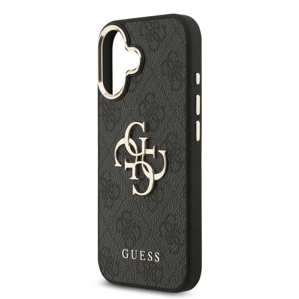 Guess - Backcover - iPhone 17 - 4G - Big Metal Logo - Gold Edge - Zwart - Afbeelding 5