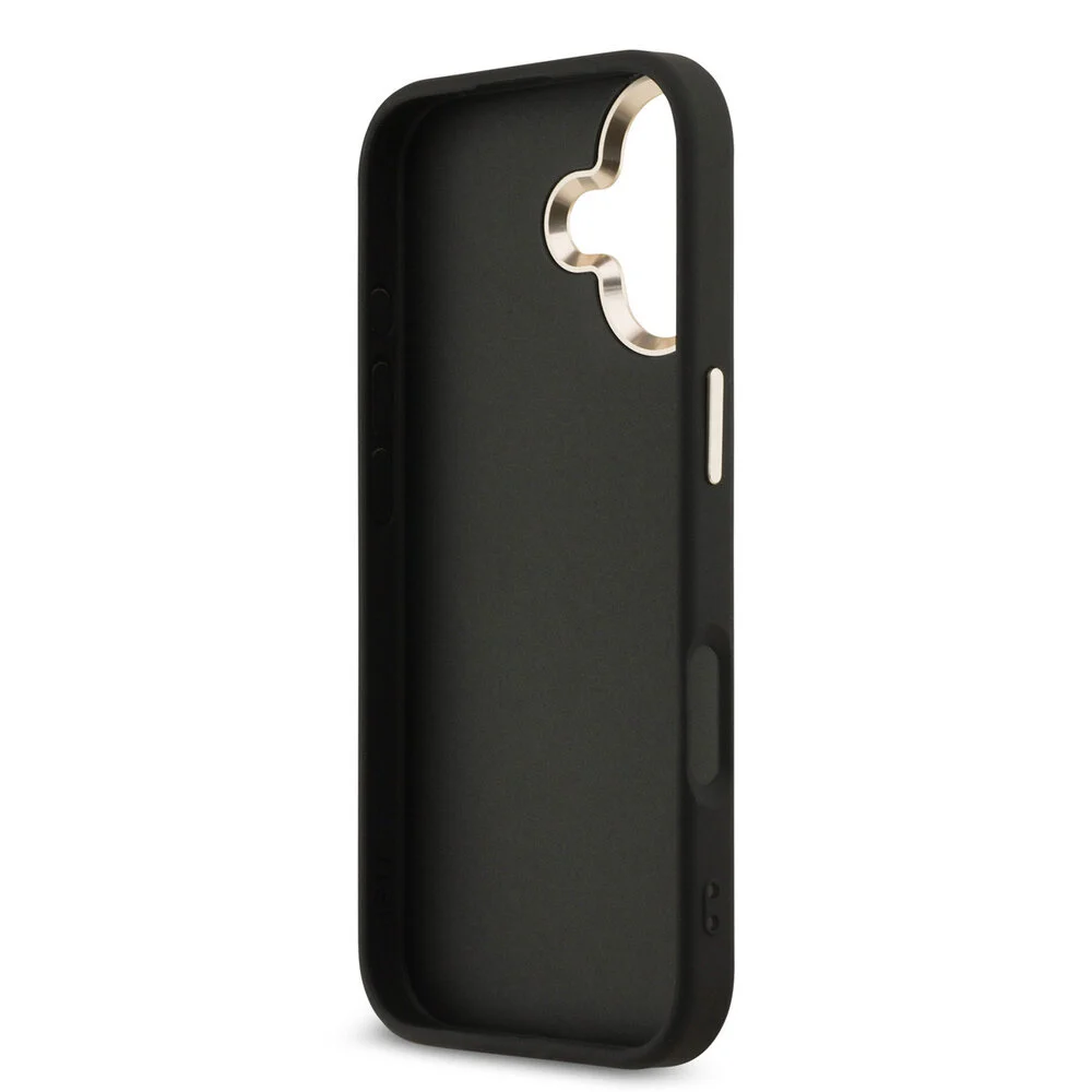 Guess - Backcover - iPhone 17 - 4G - Big Metal Logo - Gold Edge - Zwart - Afbeelding 6