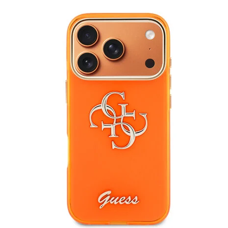 Guess-Backcover-4G Script Metal Logo-Silver Edge-iPhone 17 Pro-18 Pro-Oranje - Afbeelding 2