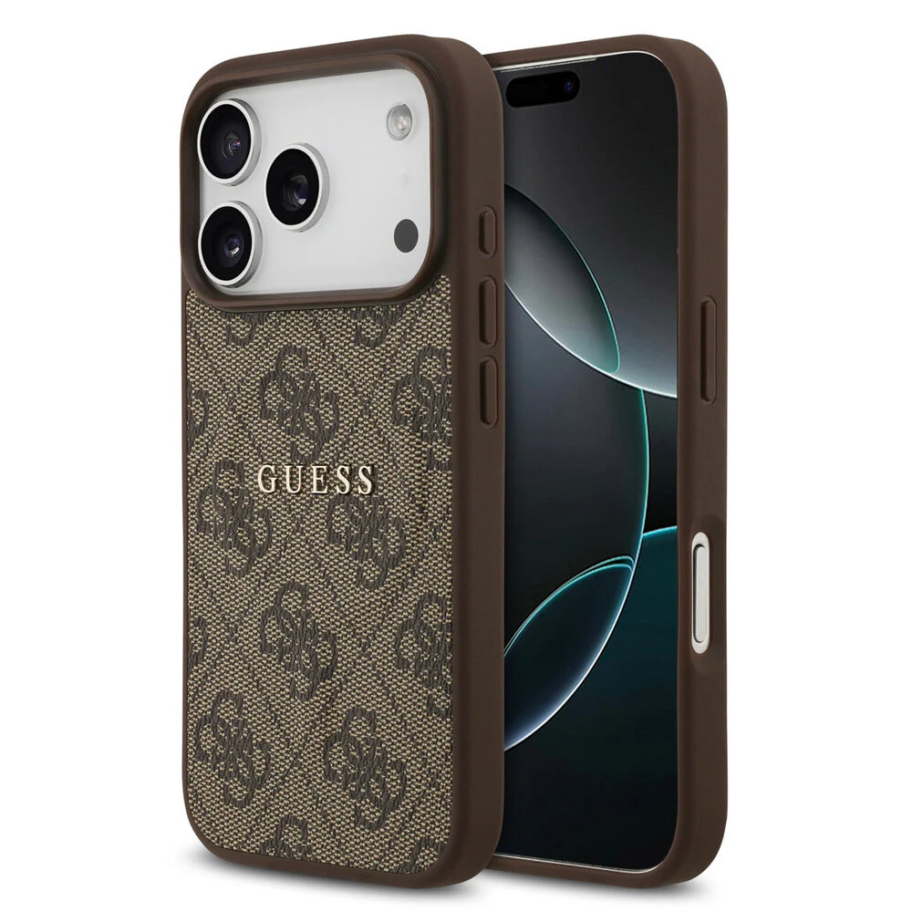 Guess-iPhone 17 Pro-18 Pro-Backcover-PU Leather-4G Classic Logo-Bruin - Afbeelding 1