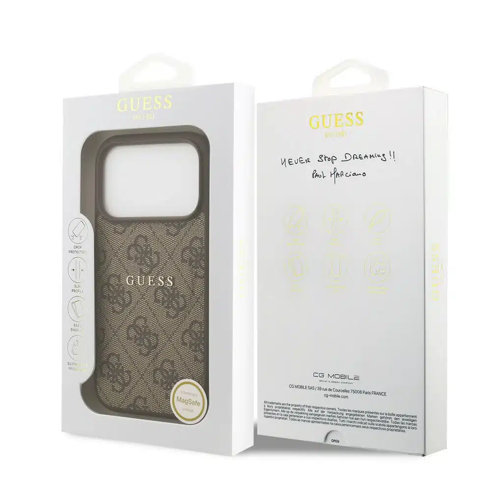 Guess-iPhone 17 Pro-18 Pro-Backcover-PU Leather-4G Classic Logo-Bruin - Afbeelding 8