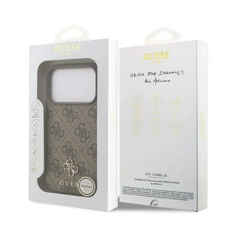 Guess-iPhone 17 Pro-18 Pro-Backcover-MagSafe-Small 4G & Classic Metal Logo-Bruin - Afbeelding 3