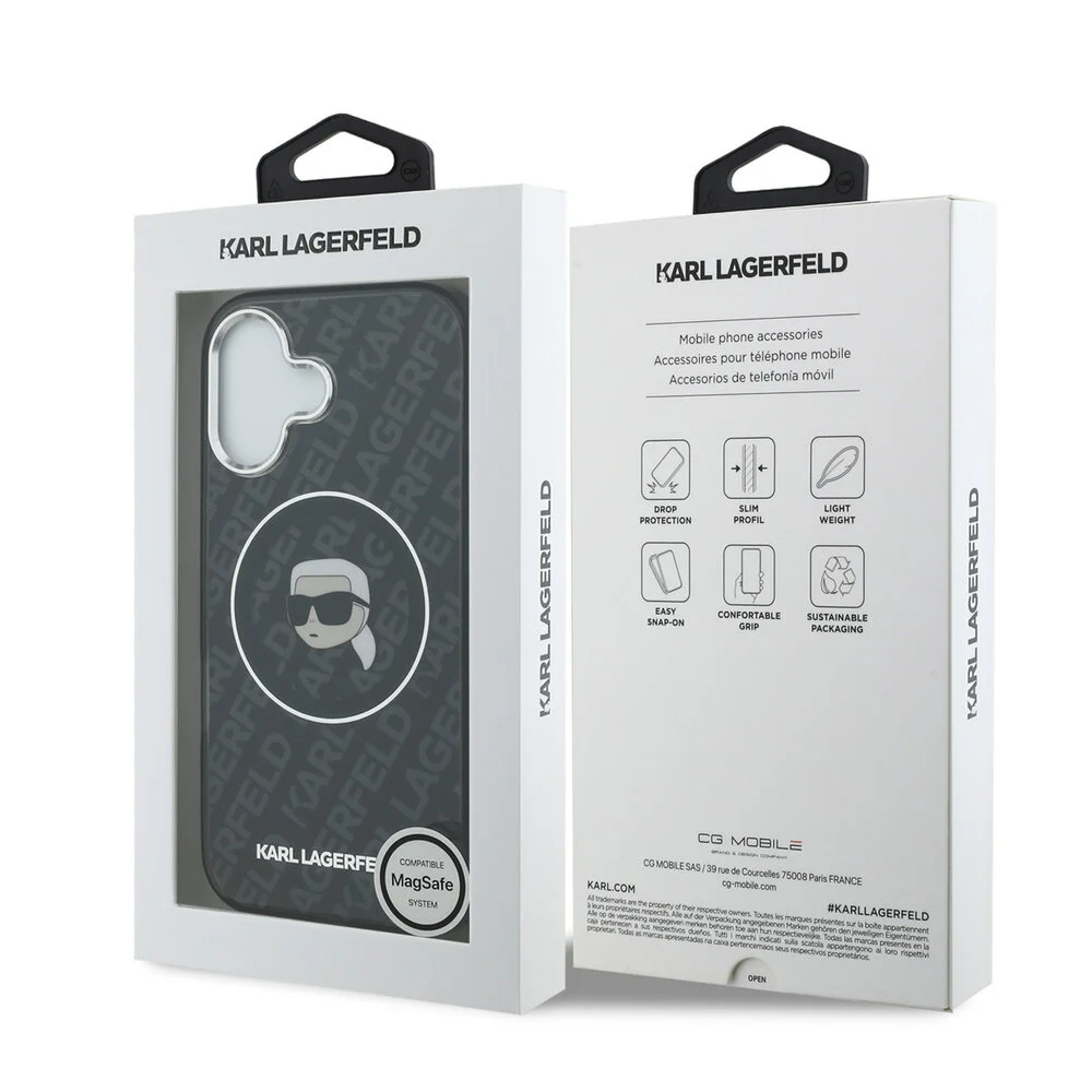 Karl Lagerfeld - Backcover - iPhone 17 - MagSafe - IML Karl Head Logo - Zwart - Afbeelding 8