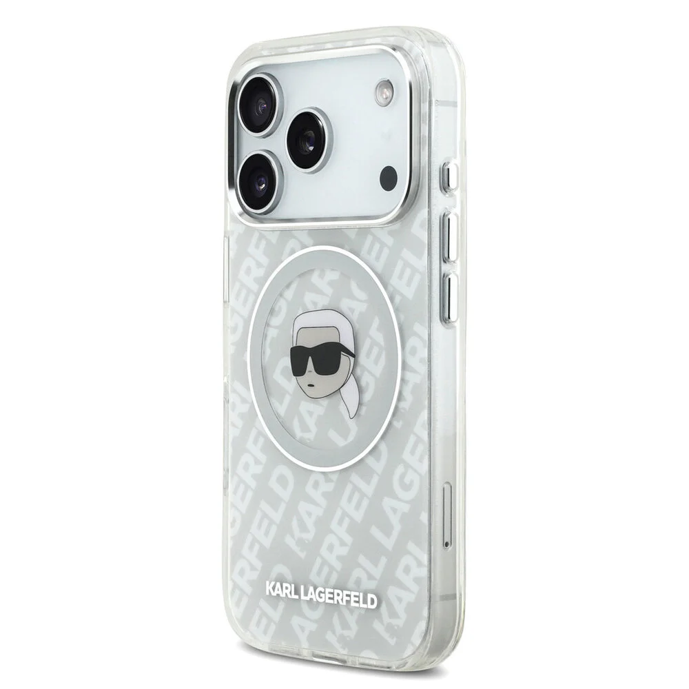 Karl Lagerfeld-Backcover-iPhone 17 Pro-18 Pro-MagSafe-IML Karl Head Logo-Wit - Afbeelding 2