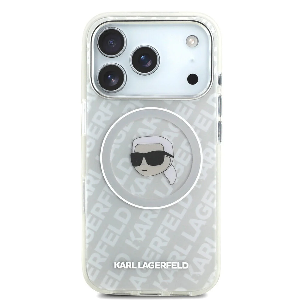 Karl Lagerfeld-Backcover-iPhone 17 Pro-18 Pro-MagSafe-IML Karl Head Logo-Wit - Afbeelding 3