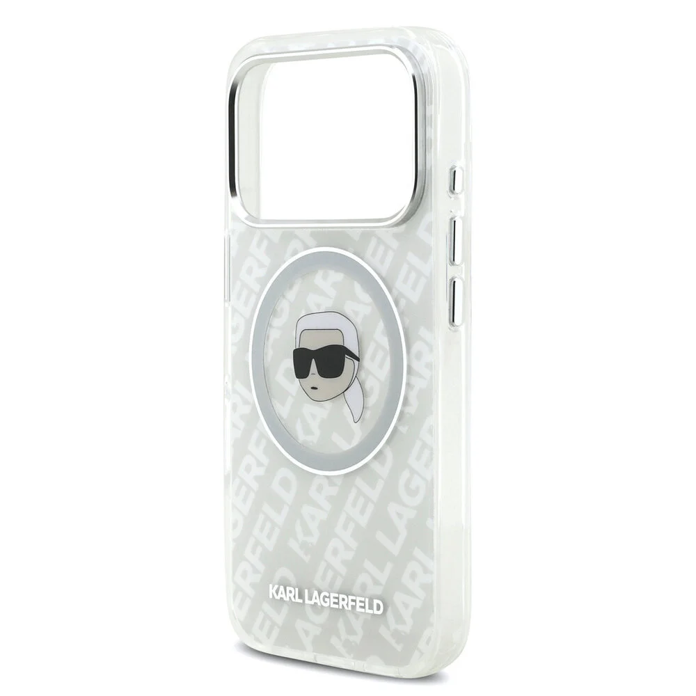 Karl Lagerfeld-Backcover-iPhone 17 Pro-18 Pro-MagSafe-IML Karl Head Logo-Wit - Afbeelding 5