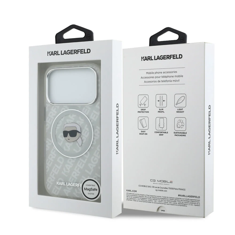 Karl Lagerfeld-Backcover-iPhone 17 Pro-18 Pro-MagSafe-IML Karl Head Logo-Wit - Afbeelding 8