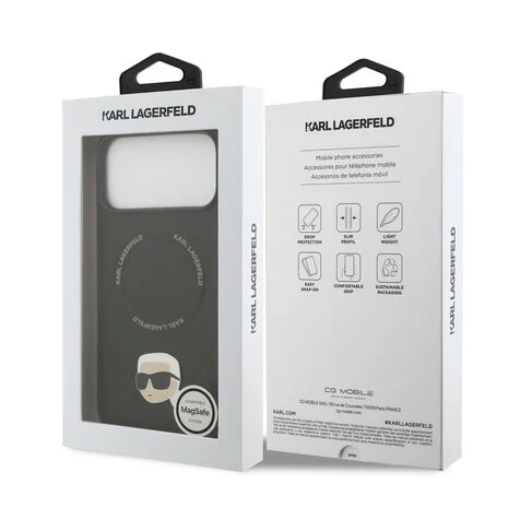 Karl Lagerfeld-Backcover-iPhone 17 Pro Max-18 Pro Max-MagSafe-Karl Head Pin-Zwart - Afbeelding 4