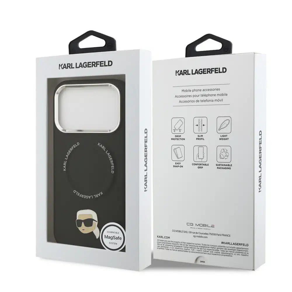Karl Lagerfeld-iPhone 17 Pro Max-18 Pro Max Backcover-MagSafe-K&C Pins-Zwart - Afbeelding 8