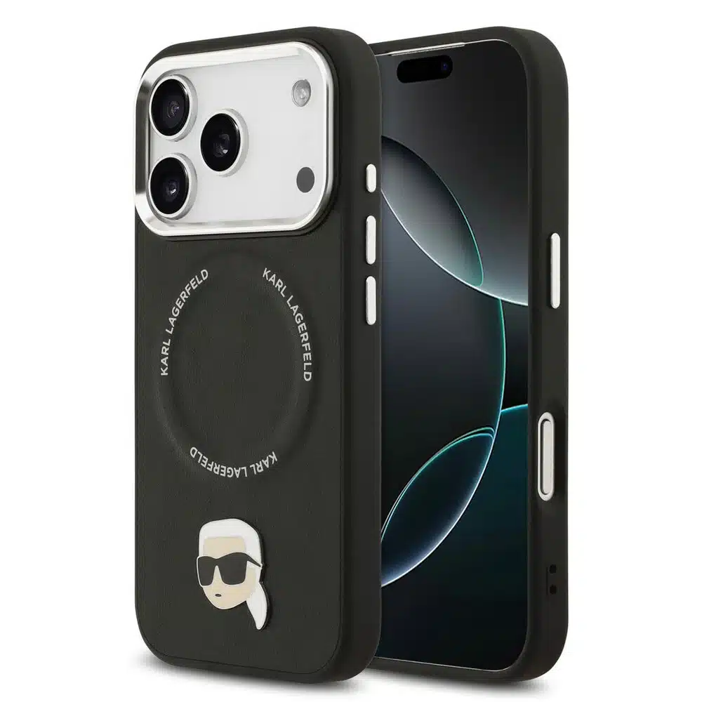 Karl Lagerfeld-iPhone 17 Pro Max-18 Pro Max Backcover-MagSafe-K&C Pins-Zwart - Afbeelding 1