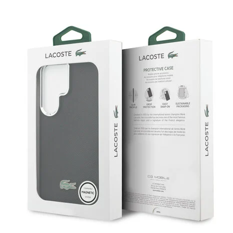 Lacoste - Backcover - Geschitk voor Samsung S26 Ultra - MagSafe - Metal Edges - Iconic Petit Piqué Logo - Zwart - Afbeelding 5