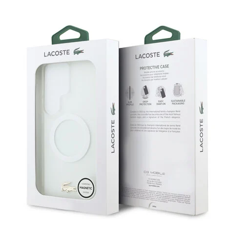 Lacoste - Backcover - Geschikt voor - S26 Ultra - MagSafe – Transparent Case met Frosted Finish – Gold Edge – Wit - Afbeelding 6