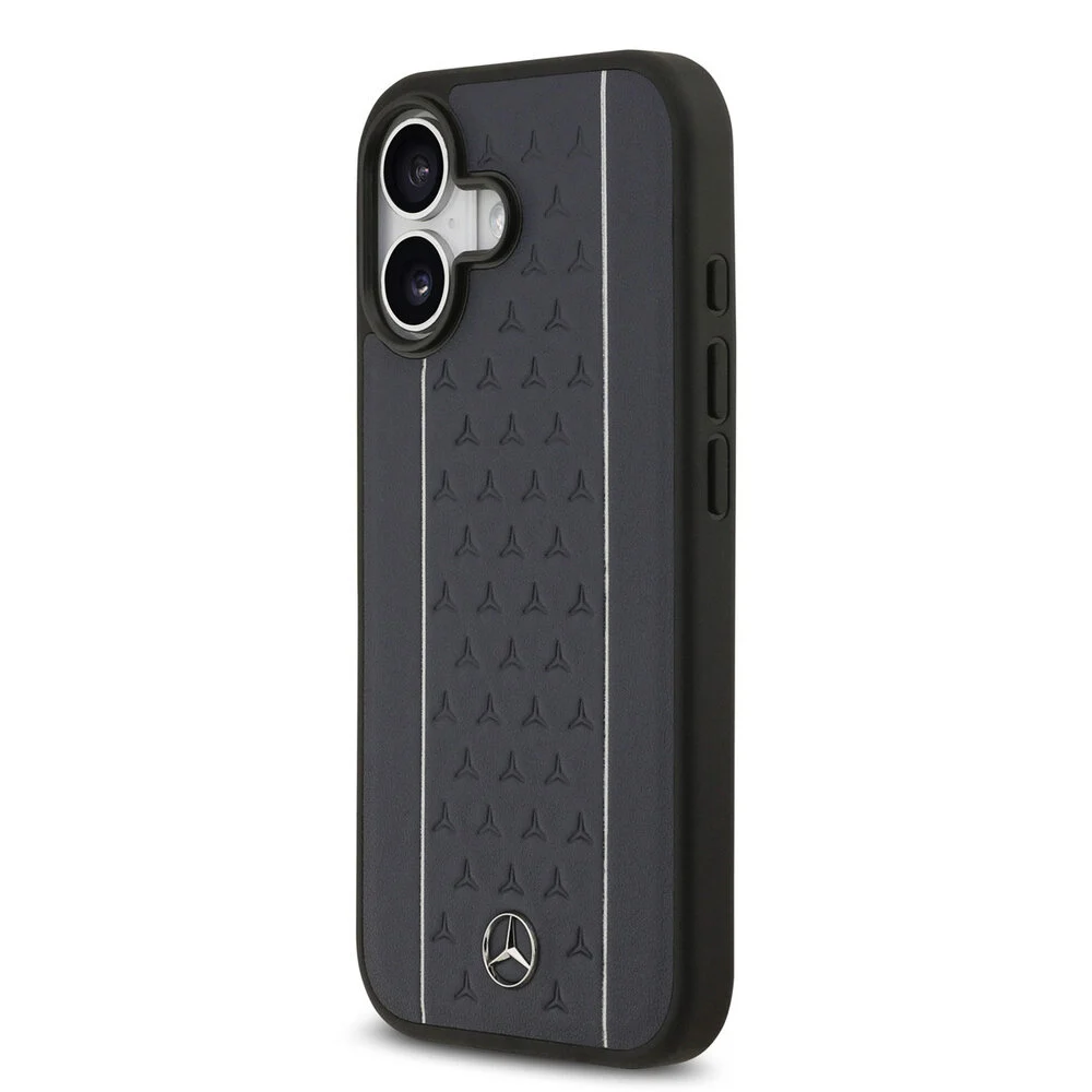 Mercedes-Benz Backcover – Genuine Leather - Magsafe - Laurel Leaves and Stripes - iPhone 17 – MagSafe - Navy - Afbeelding 2