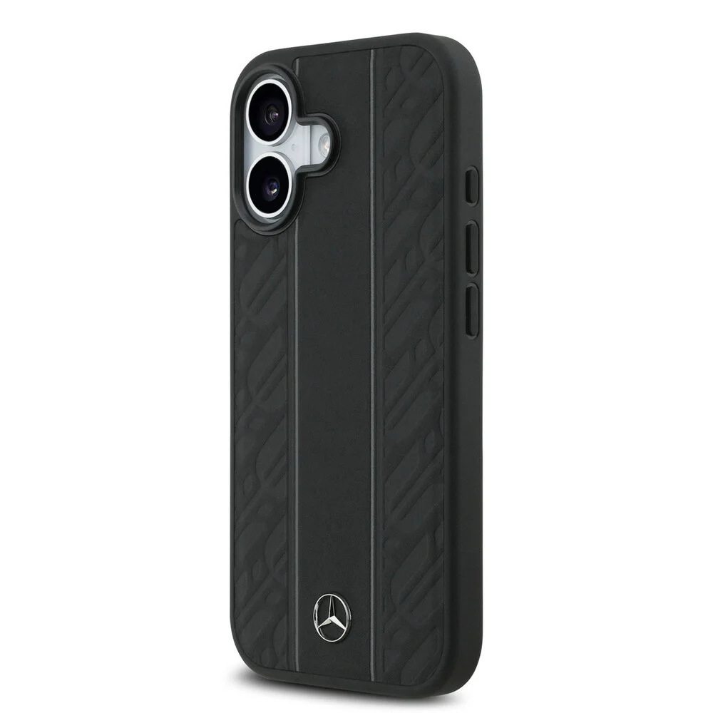 Mercedes-Benz Backcover – Genuine Leather - Magsafe - Laurel Leaves and Stripes - iPhone 17– MagSafe - Zwart - Afbeelding 2