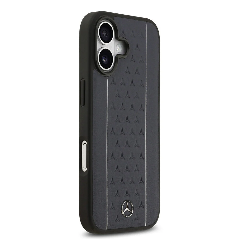 Mercedes-Benz Backcover – Genuine Leather - Magsafe - Laurel Leaves and Stripes - iPhone 17 – MagSafe - Navy - Afbeelding 4