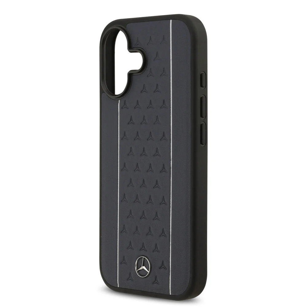 Mercedes-Benz Backcover – Genuine Leather - Magsafe - Laurel Leaves and Stripes - iPhone 17 – MagSafe - Navy - Afbeelding 5
