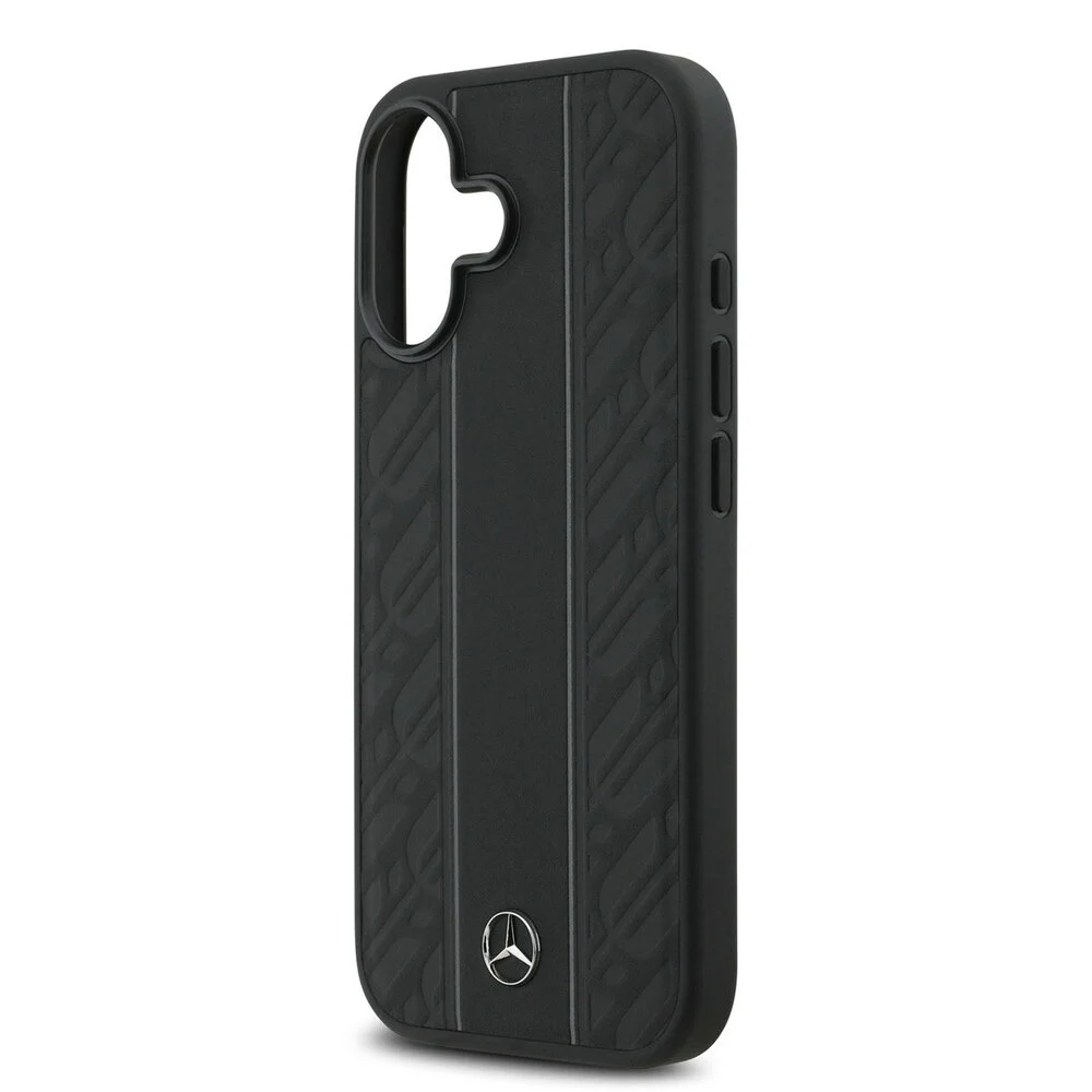 Mercedes-Benz Backcover – Genuine Leather - Magsafe - Laurel Leaves and Stripes - iPhone 17– MagSafe - Zwart - Afbeelding 5