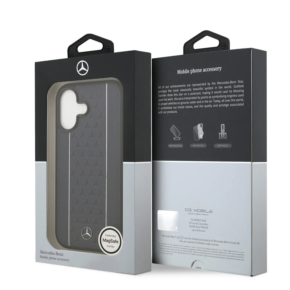 Mercedes-Benz Backcover – Genuine Leather - Magsafe - Laurel Leaves and Stripes - iPhone 17 – MagSafe - Navy - Afbeelding 8