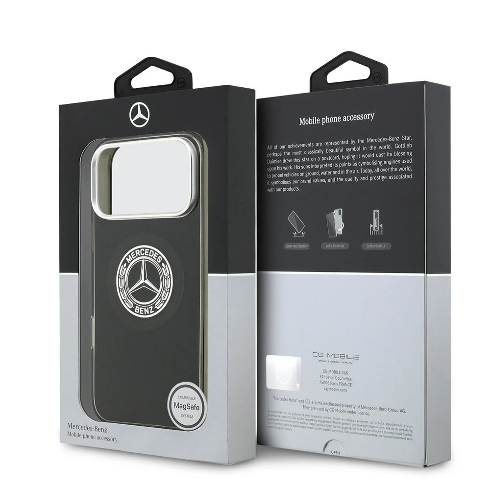 Mercedes Benz-Backcover-iPhone 17 Pro-18 Pro-Magsafe-Double Layer-Vintage Logo-Zwart - Afbeelding 8