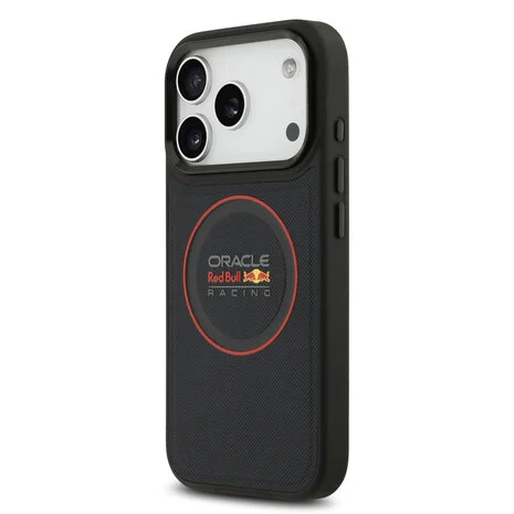 Red Bull-Backcover-iPhone 17 Pro-18 Pro-Magsafe- Racing Meshed PU Leather-Red Ring Logo-Navy - Afbeelding 2