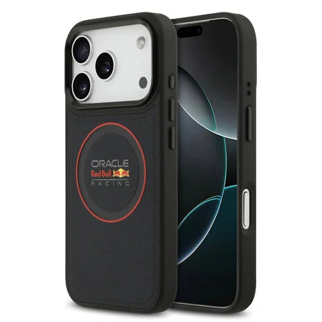 Red Bull-Backcover-iPhone 17 Pro-18 Pro-Magsafe- Racing Meshed PU Leather-Red Ring Logo-Navy - Afbeelding 1