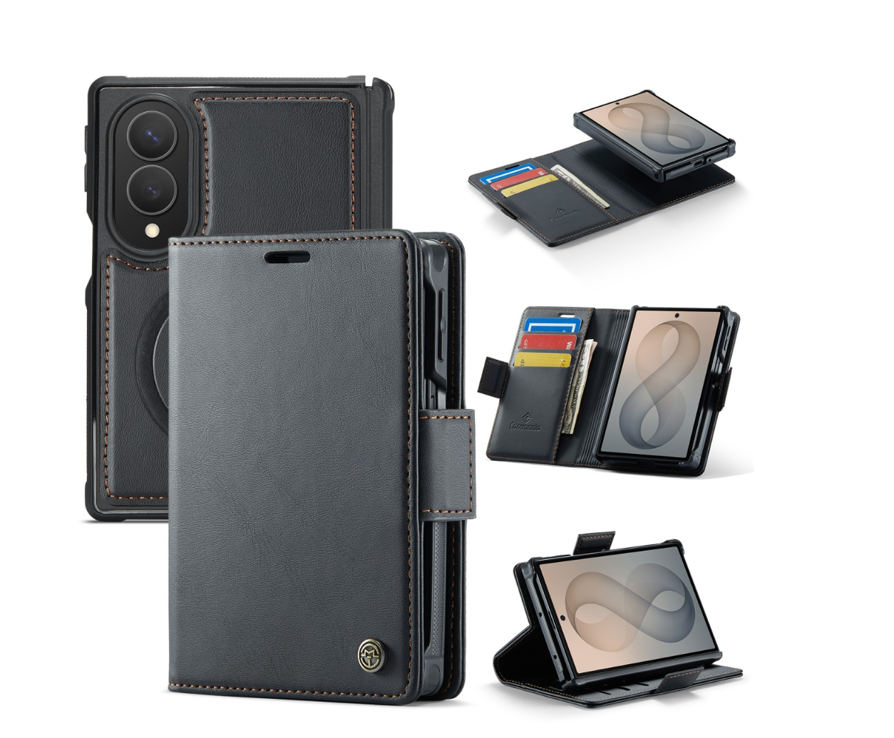 Casemania - Bookcase - Samsung - Z Fold 8 - 2in1- MagSafe - Wallet Case - Zwart - Afbeelding 1