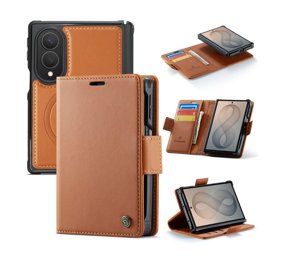Casemania - Bookcase - Samsung - Z Fold 8 - 2in1- MagSafe - Wallet Case - Bruin - Afbeelding 1