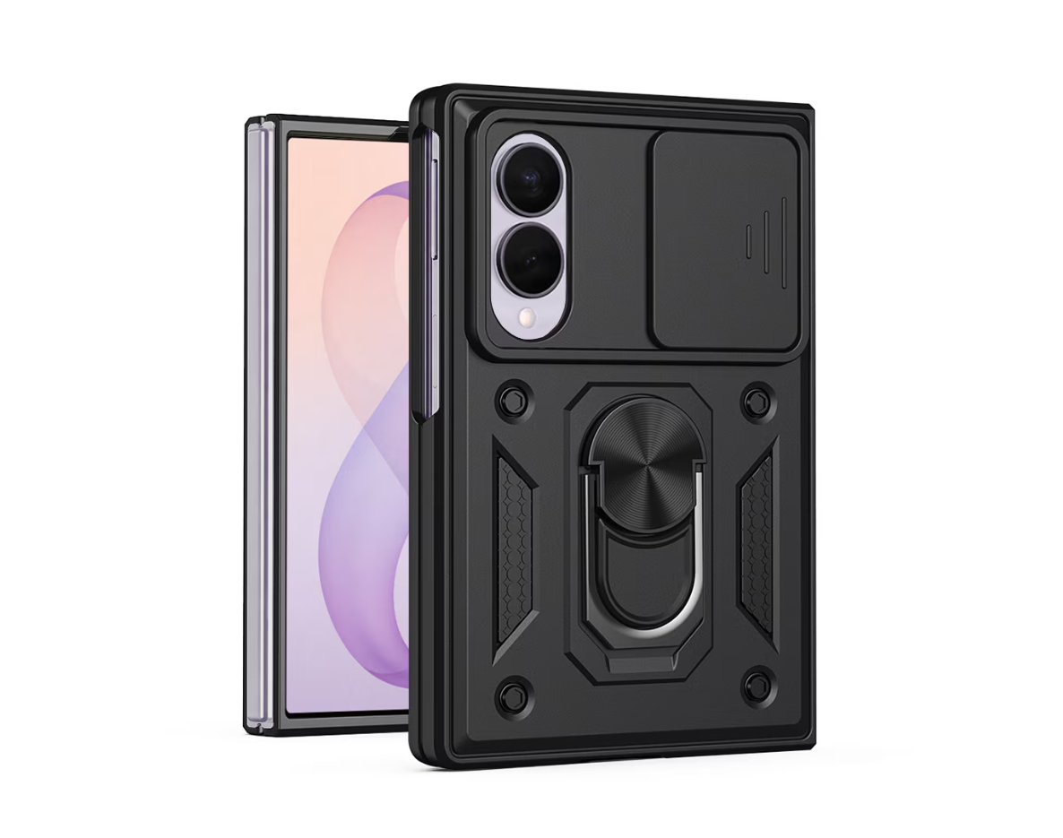Cityhoesje - Backcover Samsung - Z Fold 8 - Camera Protect - Kickstand - Ring Armor - Zwart - Afbeelding 1