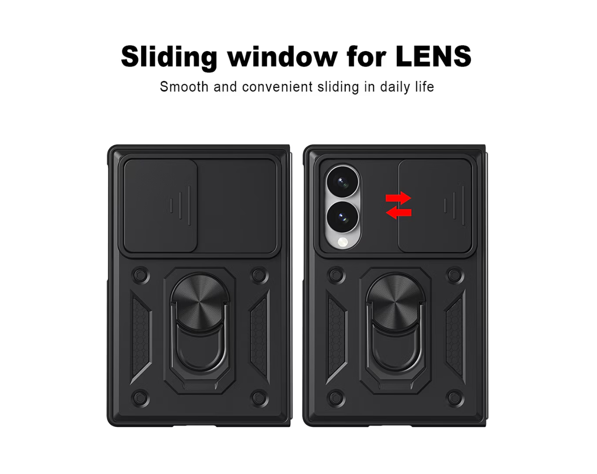 Cityhoesje - Backcover Samsung - Z Fold 8 - Camera Protect - Kickstand - Ring Armor - Zwart - Afbeelding 3