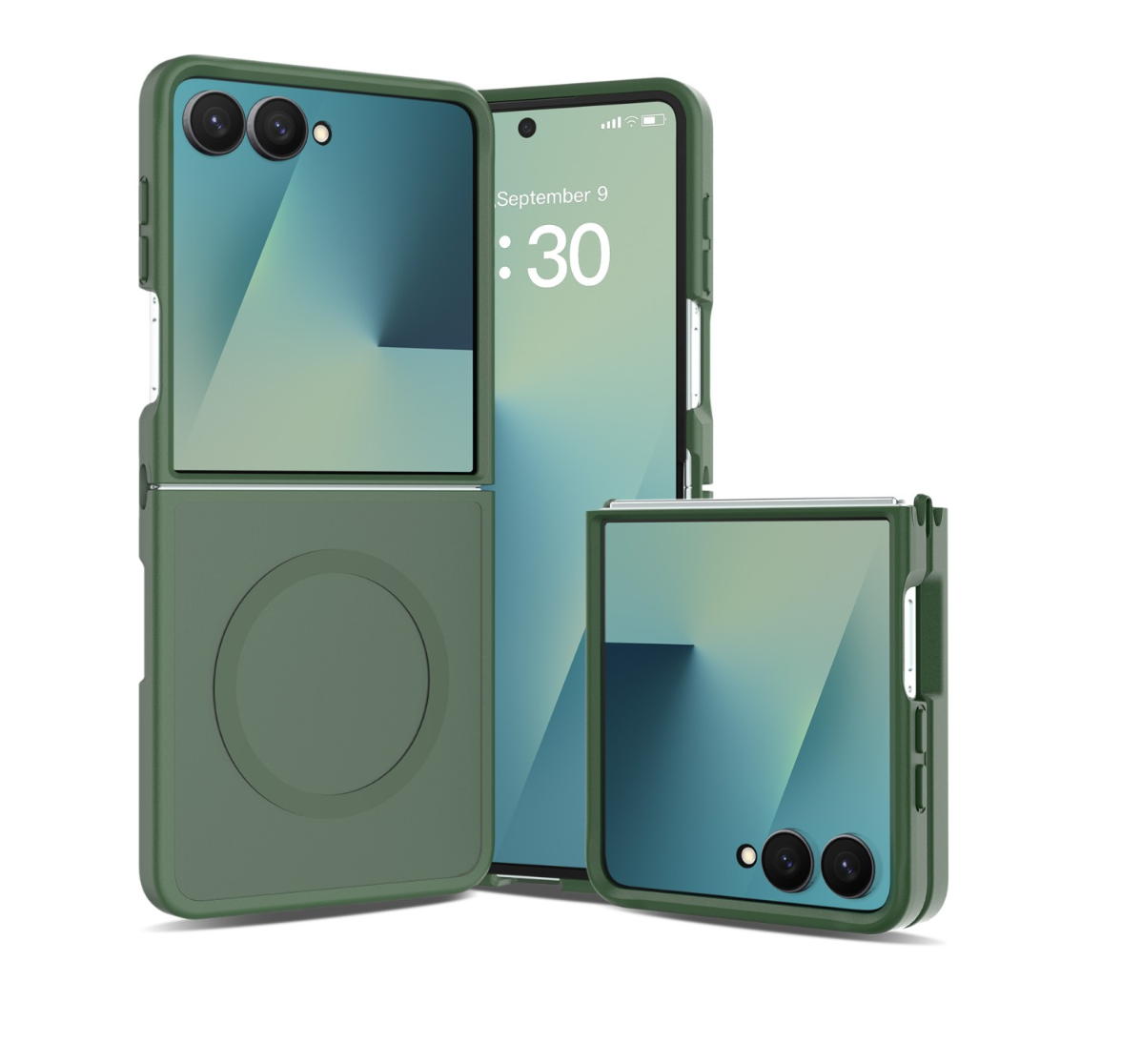 Cityhoesje-Backover MagSafe-Frosted Lens Protection Armor-Geschikt voor Samsung Z Flip 8-Groen - Afbeelding 1