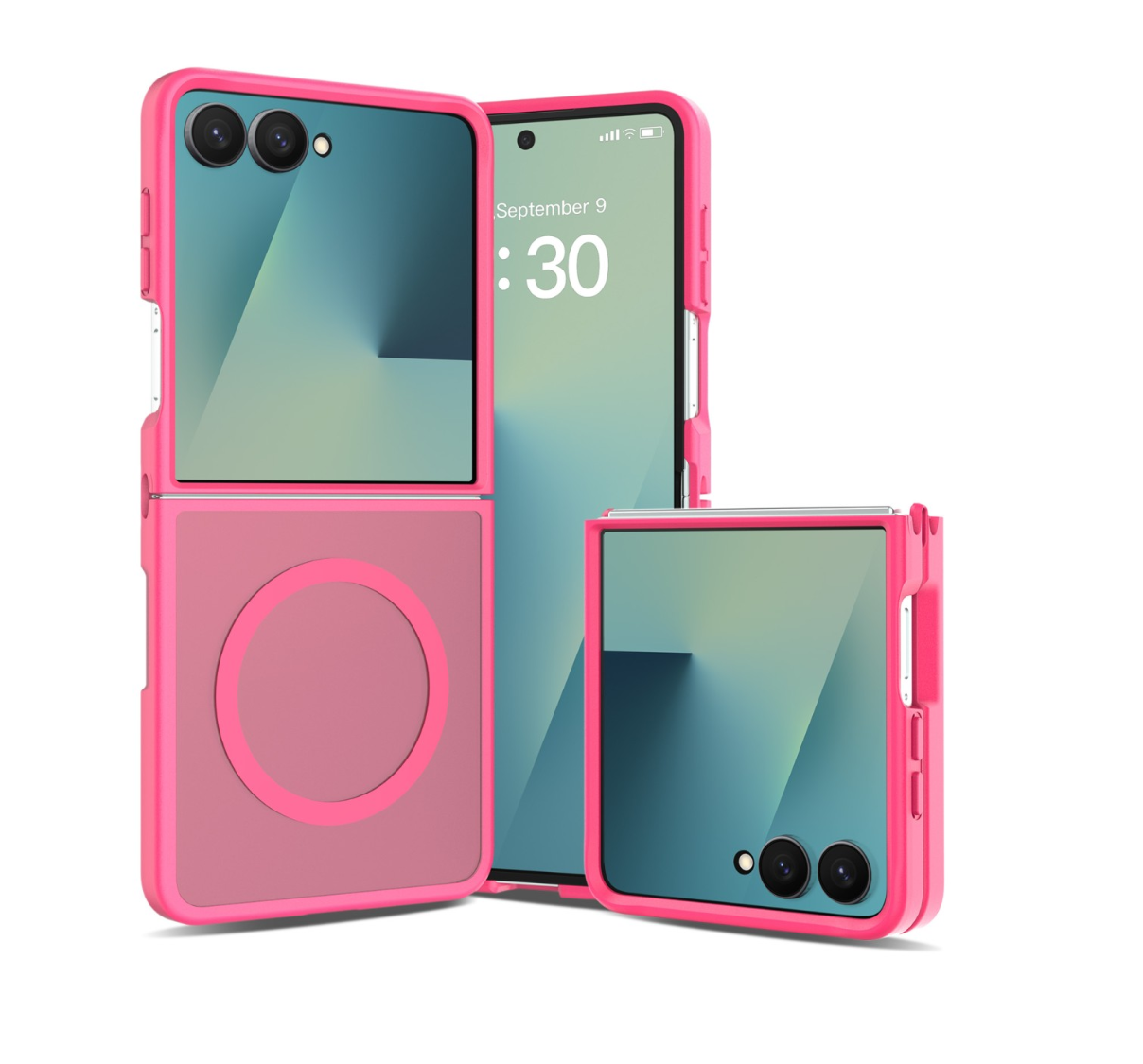 Cityhoesje-Backover-MagSafe-Frosted Lens Protection Armor-Geschikt voor Samsung Z Flip 8-Roze - Afbeelding 1