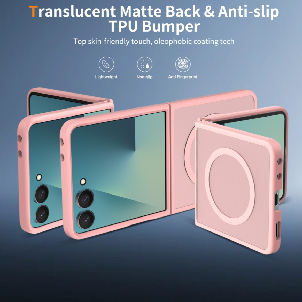 Cityhoesje-Backover MagSafe-Frosted Lens Protection Armor-Geschikt voor Samsung Z Flip 8-LichtRoze - Afbeelding 2