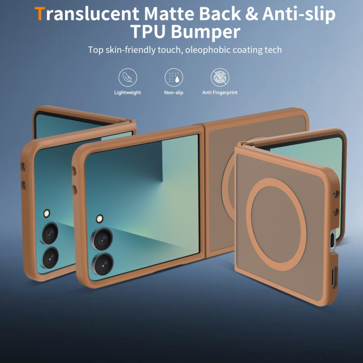 Cityhoesje-Backover MagSafe-Frosted Lens Protection Armor-Geschikt voor Samsung Z Flip 8-Bruin - Afbeelding 2