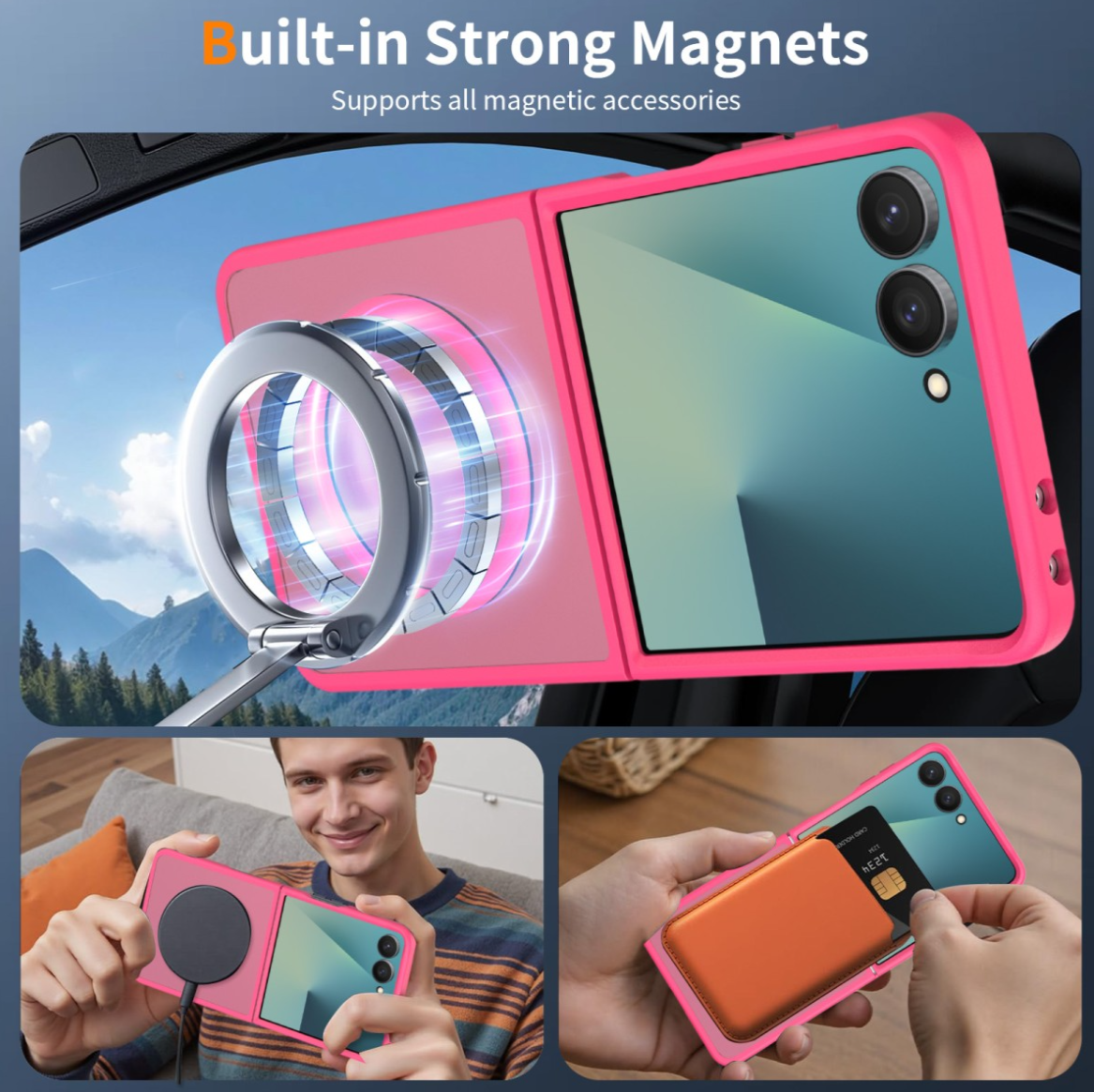 Cityhoesje-Backover-MagSafe-Frosted Lens Protection Armor-Geschikt voor Samsung Z Flip 8-Roze - Afbeelding 5
