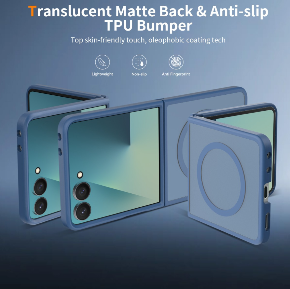 Cityhoesje-Backover MagSafe-Frosted Lens Protection Armor-Geschikt voor Samsung Z Flip 8-Blauw - Afbeelding 2