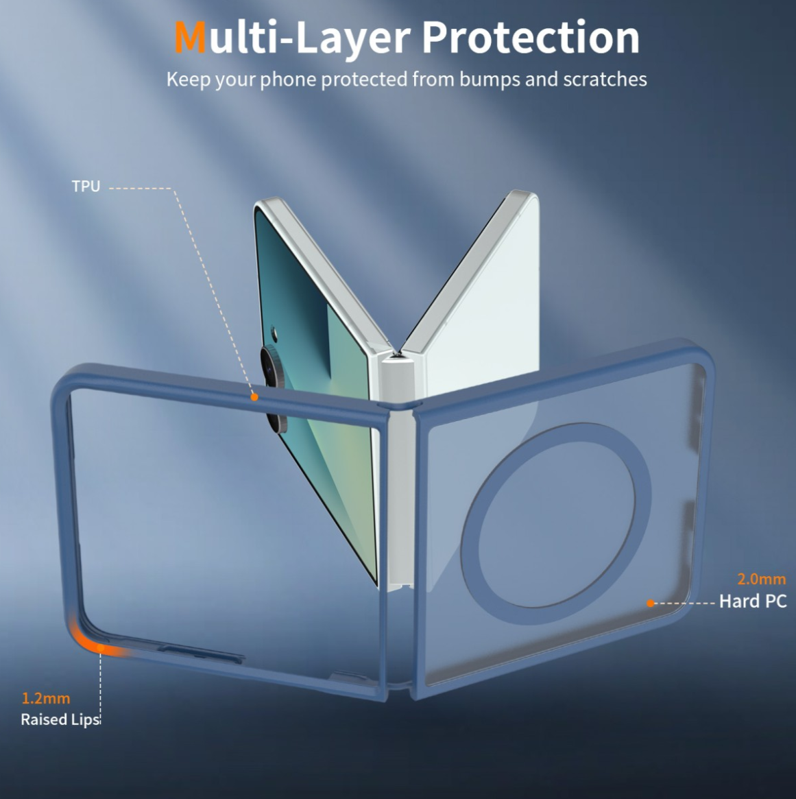 Cityhoesje-Backover MagSafe-Frosted Lens Protection Armor-Geschikt voor Samsung Z Flip 8-Blauw - Afbeelding 3