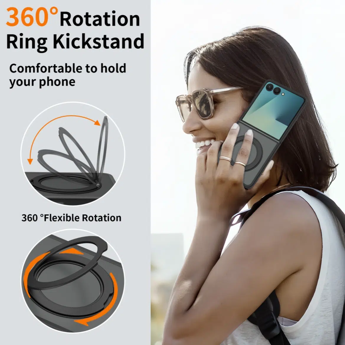 Cityhoesje-Backcover-Magnetic-MagSafe Ring Armor-Geschikt voor Samsung-Z Flip 8-Zwart - Afbeelding 3